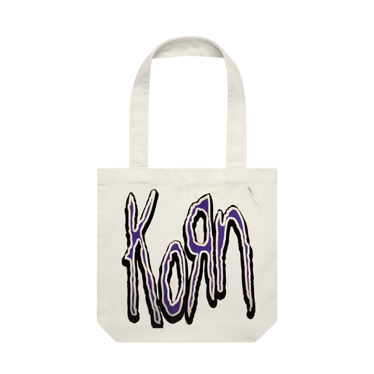 Cream Purple Logo Tote